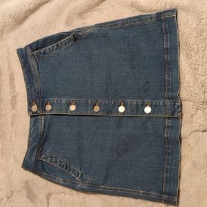 Denim Button Front Mini Skirt